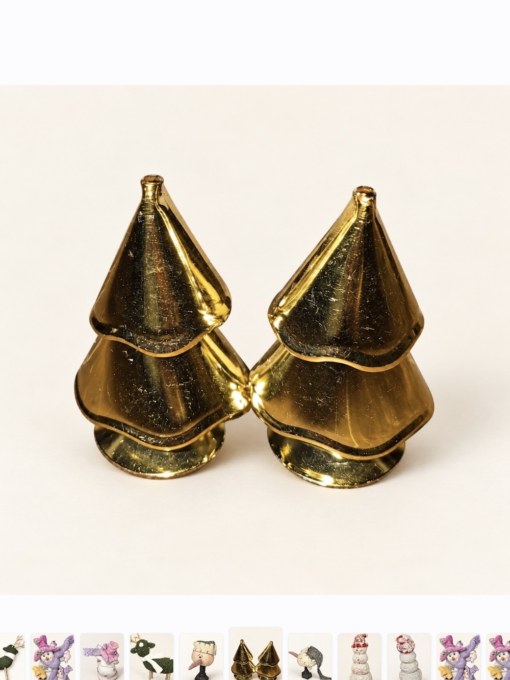 Tiny Gold Decorative Trees X2 3.2 Inch